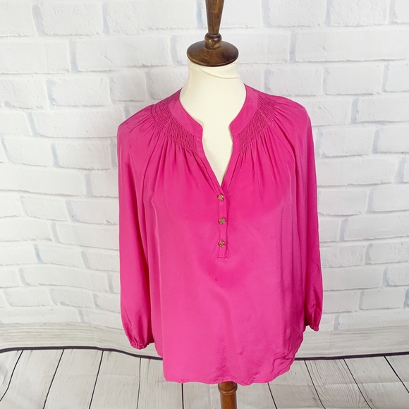 Lilly Pulitzer Pink Silk Top I Small - Picture 2 of 8